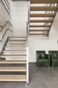 Escalier Métallique avec Paliers en Chêne