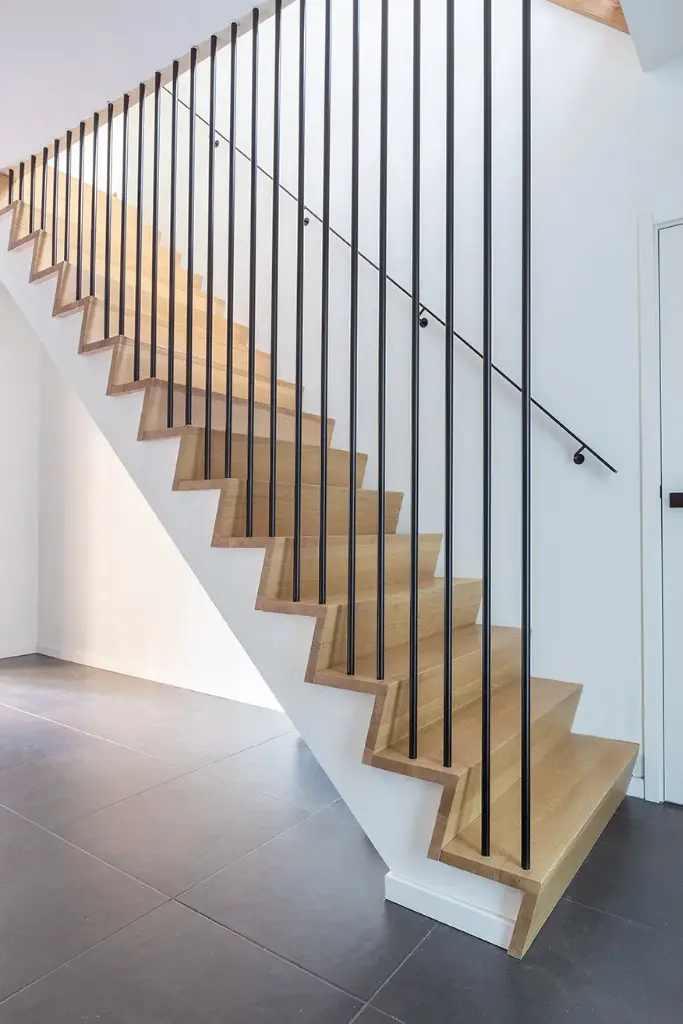 Open rechte houten trap (3097)