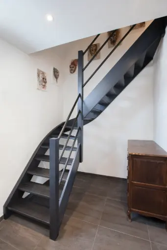 Escalier Quart Tournant en Métal Anthracite